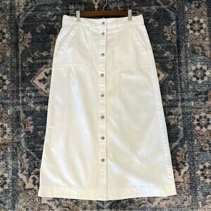 Lauren Ralph Lauren white denim button front a-line midi skirt